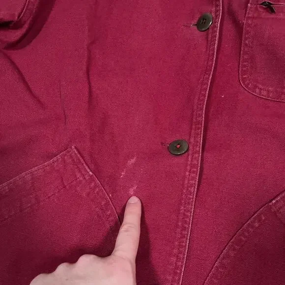 Womens Vintage LL Bean Chore Barn Coat T540 Red Made in USA Removable Wool Liner - Picture 15 of 15